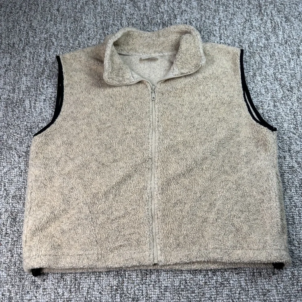 Black Mountain Outdoor Gear Vest Mens Large Fleece Zip Beige Hiking Made In USA